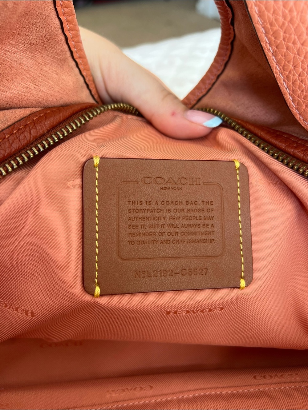 COACH Lori Coral Burnt Orange Colorblock Pebble Leather Vintage Shoulder Bag - Picture 7 of 9